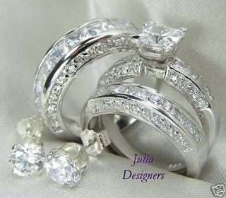 his her matching 3pcs engagement wedding ring set 3 rings