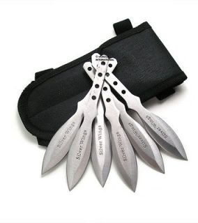 Throwing Knife Set With Pouch   NEW   SILVER WINGS 6 M   CH