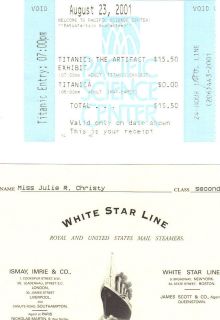 2001 Titanic The Artifact Exhibit Book with Ticket and Passenger Card