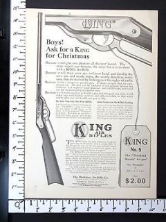 1910 MARKHAM No 5 KING Air Rifle magazine Ad 1000 Shot BB Gun 