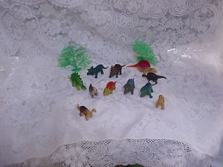 DINOSAURS, SET OF 11 WITH 2 TREES, SMALL PLASTIC, CUTE