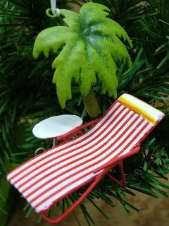 New Metal Beach Palm Tree Lounge Chair Table Ornament