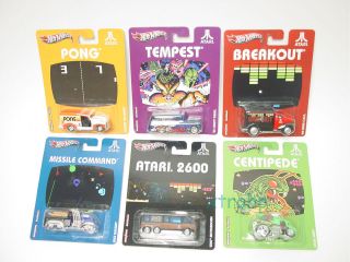 2012 Hot Wheels Nostalgia Atari SET of 6 NEW pong, Tempest, 2600 