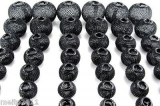   5pcs Black Craft Basketball Wives Earrings Hoop Spacer Mesh Beads 12mm