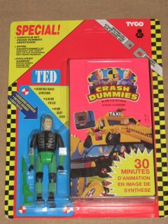 Tyco CRASH TEST DUMMIES 90s TED Action Figure w/Video Tape MOSC