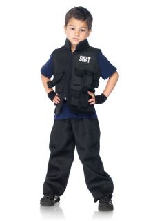 Boys SWAT Commander Utility Vest Badge n Gloves Kids Childrens 