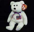 Ty Vintage Original LIBEARTY 1996 White Bear USA Flag Beanie Baby HTF 