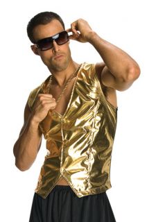 Mens Vanilla Ice MC Hammer Adult 80s Costume Gold Vest