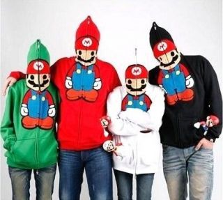 Unisex Women Men Super Mario Sweatshirt Hoodie Jacket Outwear 4 Colors 