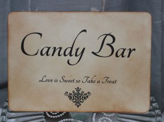 CANDY BAR SIGN Wedding Sweet Buffet Vintage Style Unique Handmade for 