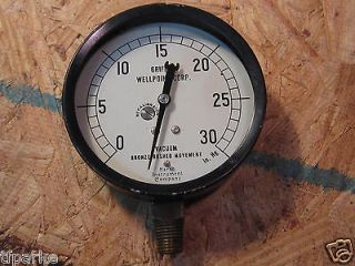 Vintage Antique air Vacuum gauge 30 lbs max Griffin Wellpoint Corp