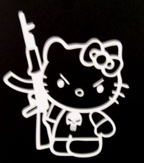 Car Decal Hello Kitty with Gun