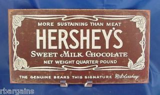 HERSHEY MILK CHOCOLATE BAR CANDY Vintage Metal Tin Sign Style Decor 