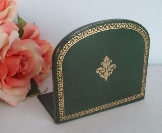 Vintage 1950s green Permo Genuine leather Bookend No. 61