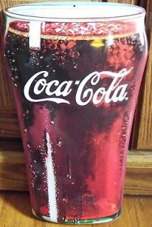 Coca Cola Coke Glass Die Cut Embossed Vintage Advertising Tin Sign 