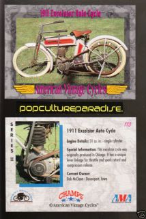 1911 EXCELSIOR AUTO CYCLE Bike Vintage Motorcycle CARD