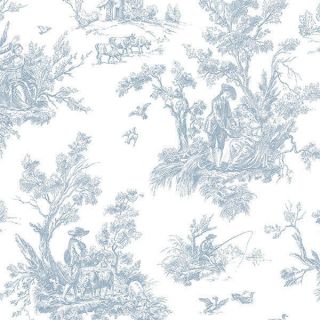 WALLPAPER SAMPLE Soft Blue French Toile