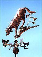 Beautiful Dog chasing bones weathervane, copper with brass accent.no 