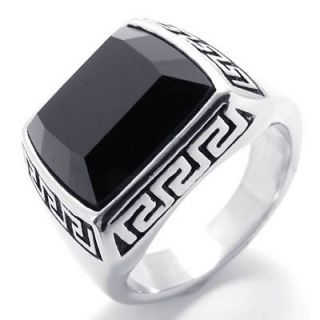 Size 12 Vintage Black Silver Stainless Steel Mens Ring Size 12 W20398