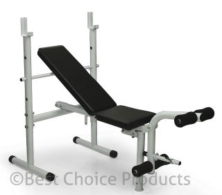 Deluxe Adjustable Flat Incline Weight Bench Press Leg Curl Home Gym 