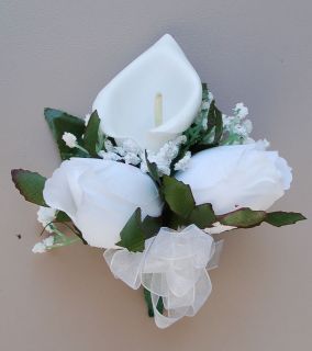 CORSAGE Calla Lily Roses *Wedding Flowers* Mother Prom*Pin On *Fake 