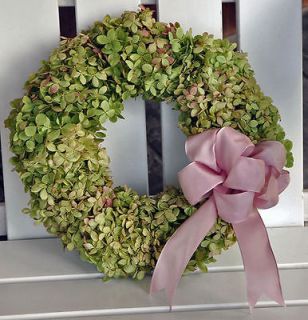   Dried All Natural Pink Pale Lime Green HYDRANGEA WALL DOOR WREATH 10