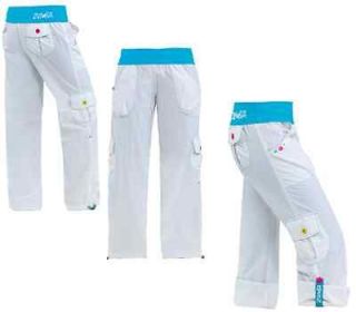Zumba Highlighter Cargo White Pants *** Small *** Brand New + FREE 