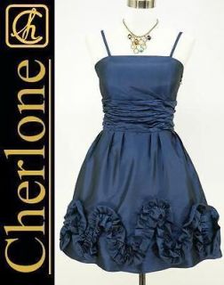 Cherlone Clearance Satin Dark Blue Prom Ball Cocktail Party Evening 