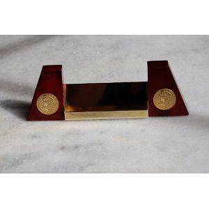 Merle Norman Mahogany and Brass Vintage Business Card Holder Mint!
