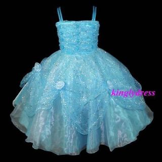 NEW Flower Girl Pageant Wedding Bridesmaid Party Princess Dress Blue 