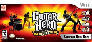 Wii Guitar Hero Band Bundle 2 Guitars, Drums, Microphone, 3 games 