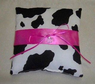 Cow Country Western Ring Bearer Pillow with wedding rings charm