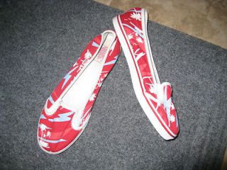 sz 9 womens sz 7.5 mens VANS tropical red palm tree and bolts shoes