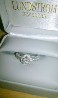 14k white gold halo engagement ring 3/4 ct total