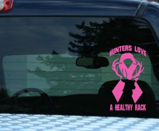 HUNTERS LOVE A HEALTHY RACK Deer and Ribbon Breast Cancer Awareness 