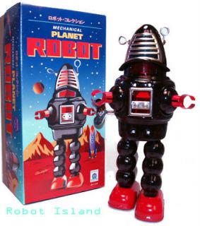 Planet Robot Tin Toy Robby the Robot Windup Black   CHRISTMAS SALE