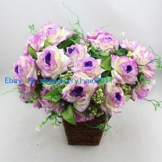   Artificial Flower Silk Rose Buds Wedding Bouquet (Purple) F73