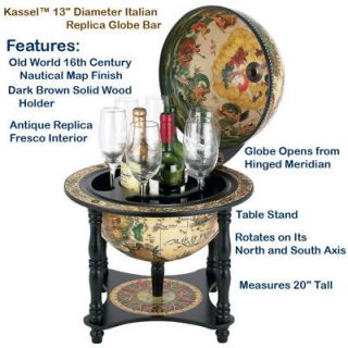 New Kassel™ 13 Diameter Italian Antique Globe Bar