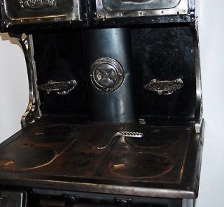 VTG Antique WOOD BURNING COOK STOVE with Nickel and Chrome Trim