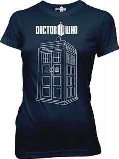   LICENSED ~ DOCTOR WHO ~ LINEAR TARDIS PHONEBOOTH LADIES T SHIRT  JRS