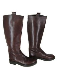 Ann Demeulemeester Brown Leather Knee High Tall English Riding Boots 