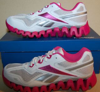 New Reebok ZigTechZigene​rgy GS White/Pink Silver Athletic Shoes 