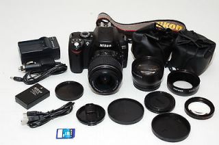 Nikon D40 camera 3 three lenses zoom kit DSLR 4gb sd card usb cable