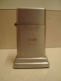 Vintage Zippo Table Lighter Satin Nickel Finish 1972