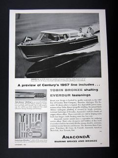 Anaconda Marine Brass & Bronze Century Resorter 18 Boat 1956 Ad 