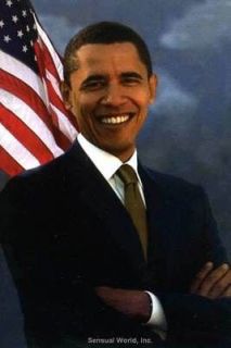 First Black US President BARACK OBAMA POSTCARD US Flag