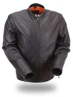Mens Lightweight Black Leather Summer Jacket Size XL