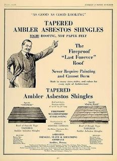 1926 Ad Ambler Fireproof Roofing Design Asbestos Shingles Colonial 