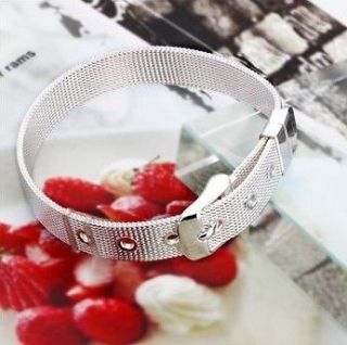 Free shipping wholesale solid silver fashion weave cuff bracelet +box 