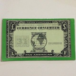 RARE 1967 PAN AMERICAN AIRLINES CLIPPER PASSENGERS CURRENCY CONVERTOR 